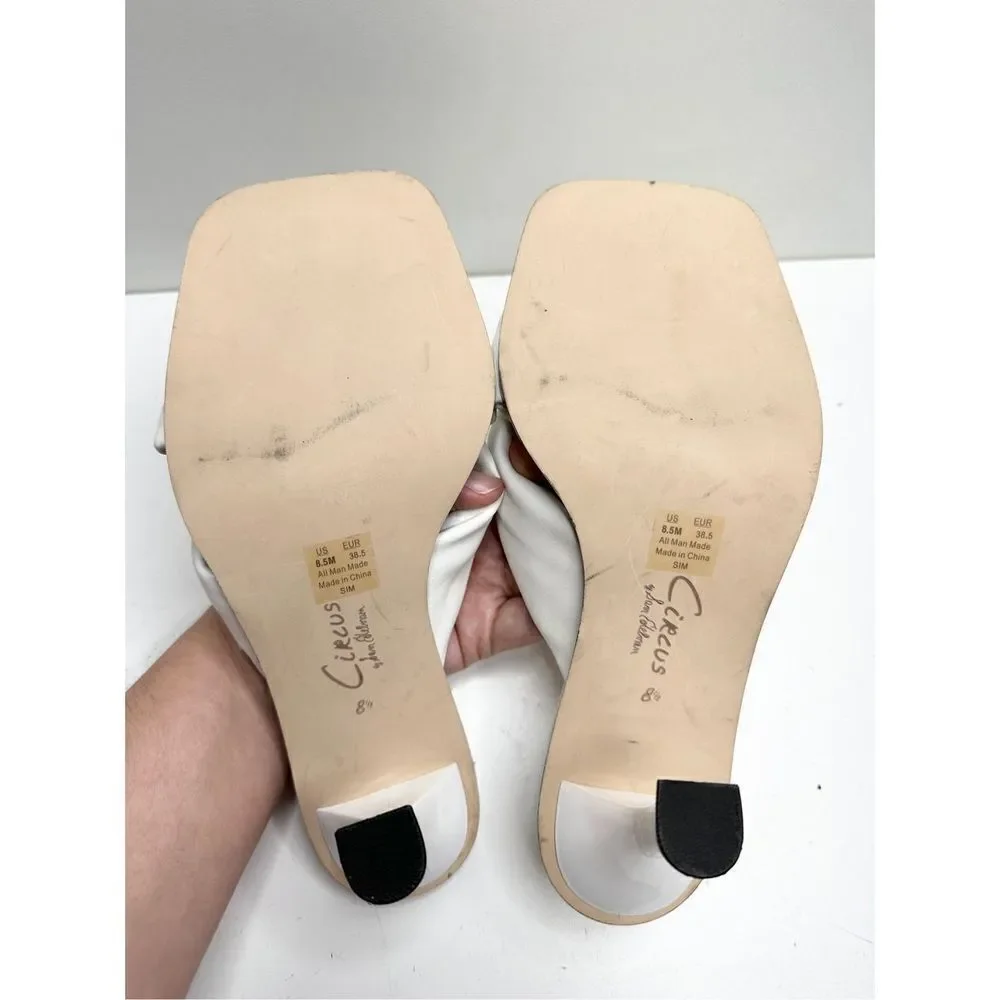 Circus by Sam Edelman Sandals Womens Size 8.5 White Sim Slides Square Toe‎